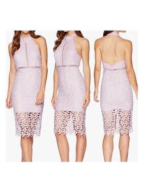 Bardot Lavender Lace Halter Midi Dress